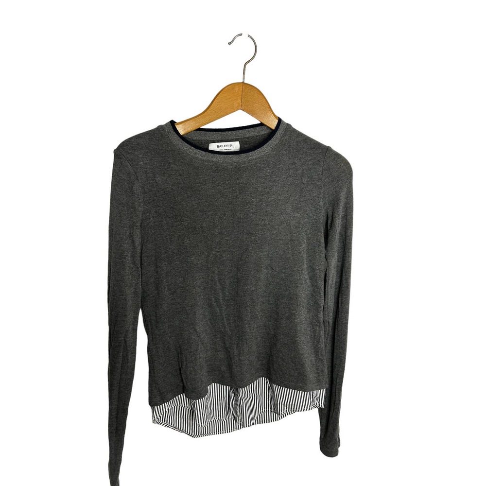 Bailey 44 Women Dark‎ Grey Long Sleeve Layered Knit Sz XS